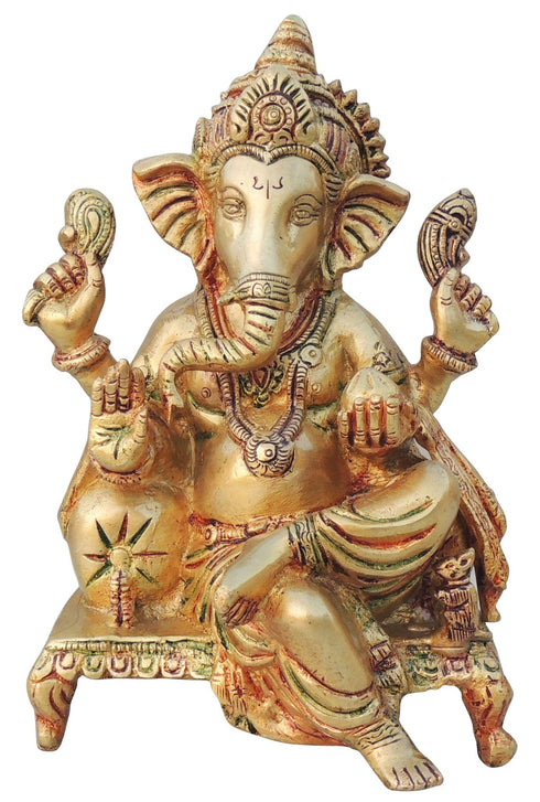 Brass Ganesh Ji God Idol Statue 2.86 Kg